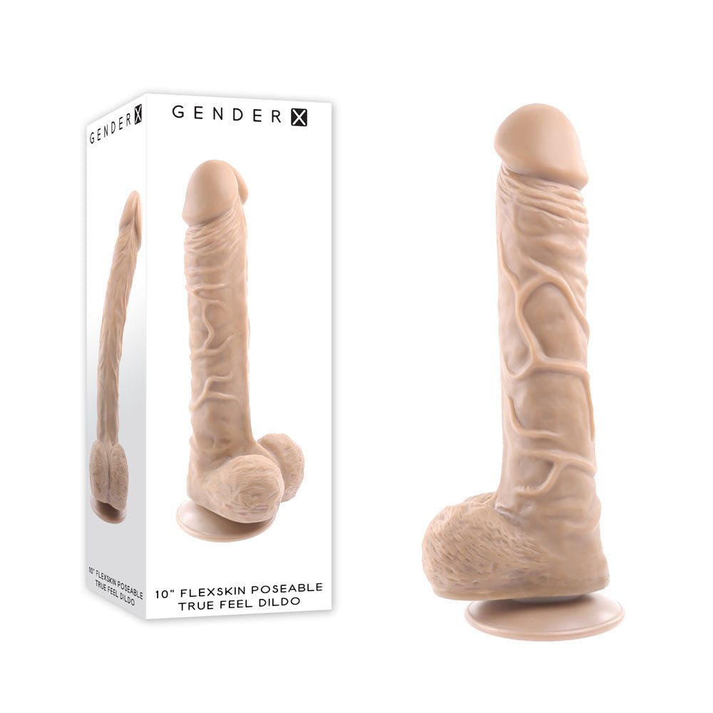 Gender X 10'' FLEXSKIN POSEABLE TRUE FEEL - Light Dildo Flesh > Dildos > Large Dildos