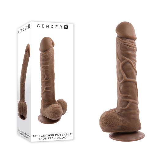 Gender X 10'' FLEXSKIN Poseable True Feel Dark Dildo