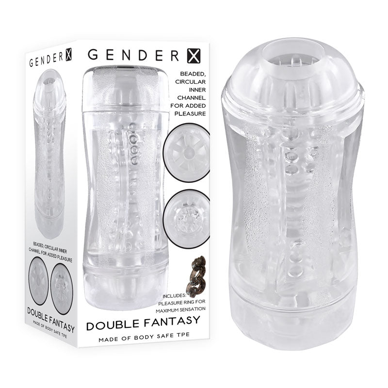 Gender X Double Fantasy – Dual-Ended Transparent Stroker > Sex Toys For Men > Masturbators Cup