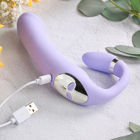 Gender X ORGASMIC ORCHID Lilac 19 cm USB Rechargeable Strap-On > Realistic Dildos and Vibes > Strapless Strap Ons