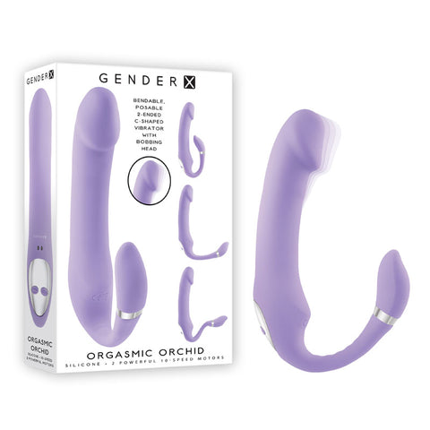 Gender X ORGASMIC ORCHID Lilac 19 cm USB Rechargeable Strap-On Purple > Realistic Dildos and Vibes > Strapless Strap Ons