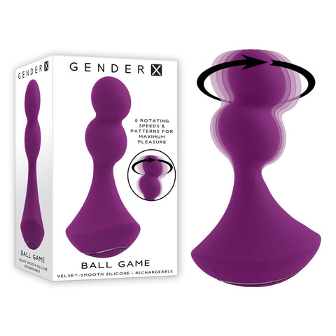 Gender X BALL GAME Vibrating Rotating Toy 13.5cm Purple Vibrators