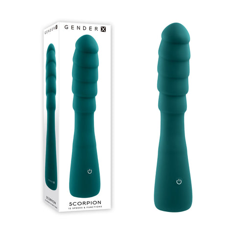 Gender X SCORPION Vibrator 21.2 cm Long Ribbed Design Green > Vibrators > Standard Vibrators