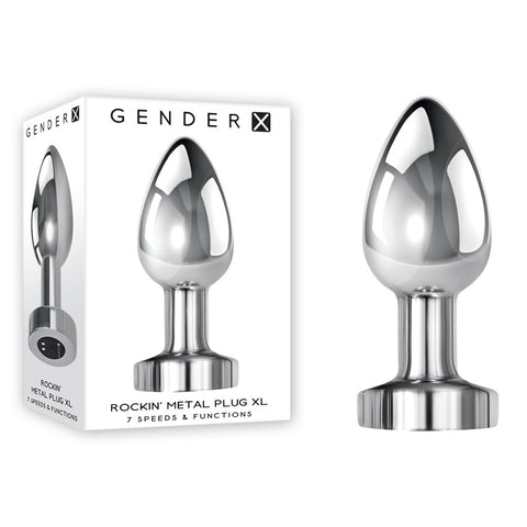 Gender X Rockin Metal Plug XL Adult Sex Toy Chrome Butt Plugs - Vibrating