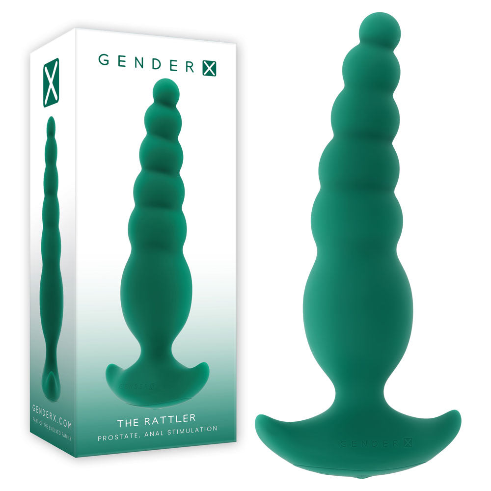 Gender X The Rattler – USB Rechargeable 17 cm Vibrating Twirling Anal Plug Green > Anal Range > Vibrating Butt Plugs