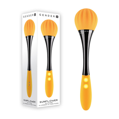 Gender X Sunflower 20 Centimeter USB Rechargeable Massage Wand Yellow Electric Massager