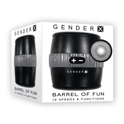 Gender X Barrel of Fun – USB Rechargeable Stroker Black > Sex Toys For Men > Masturbators > Vibrating