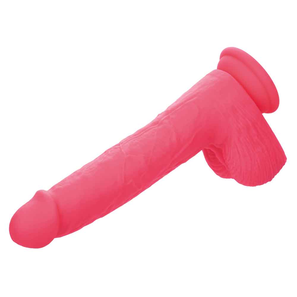 Rechargeable Rumbling Thrusting Silicone Stud Vibrator Pink 7 Inch DONGS