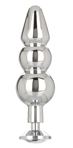 Star Fucker Beaded Plug With Stretchy Black Silicone Dual Enhancer and Silver Metal Probe > Anal Range > Prostate Plugs