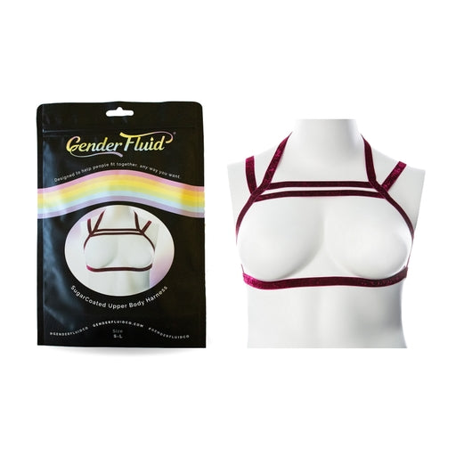 Gender Fluid Sugar Coated Harness S-L Metallic Raspberry Stretch Chest Harness > Clothes > Womens Harnesses