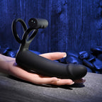 Gender X Full Swing Vibrating Cock Ring with Double Penetrator Dildo Black > Cock Ring > Vibrating