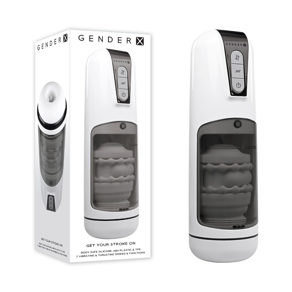 Gender X GET YOUR STROKE ON 13.3cm Vibrating Stroker > Sex Toys For Men > Masturbators Premium