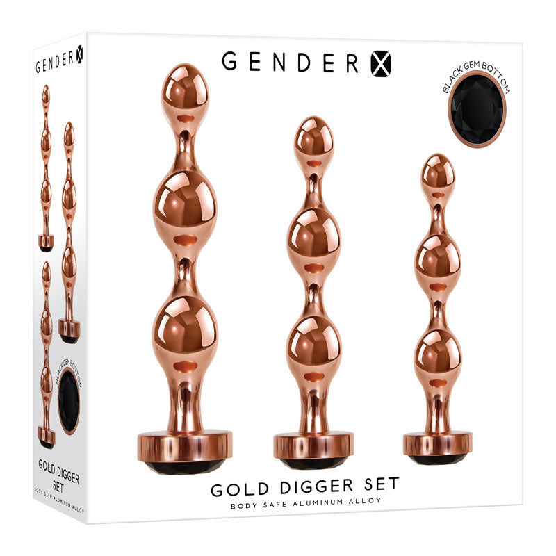 Gender X GOLD DIGGER SET - Metallic Butt Plugs - Set of 3 Sizes Rose Gold > Anal Range > Butt Plug Kits