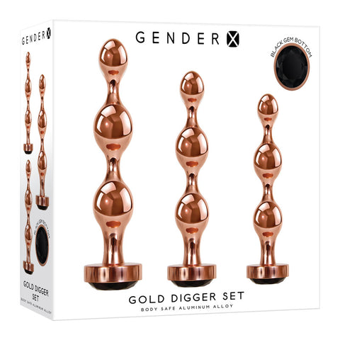 Gender X GOLD DIGGER SET - Metallic Butt Plugs - Set of 3 Sizes Rose Gold > Anal Range > Butt Plug Kits