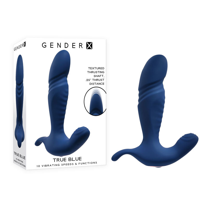 Gender X True 13.5 Centimeter Thrusting Prostate Massager Blue > Anal Range > Prostate Massagers