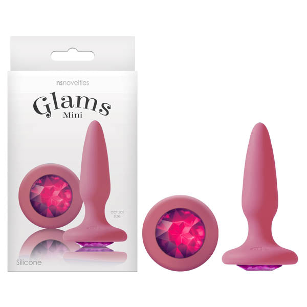 Glams Mini 8.4 cm Butt Plug with Sparkling Gem - Pink Secondary image