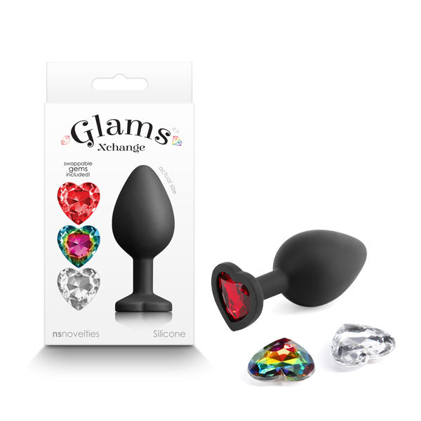Glams Xchange Heart Medium Butt Plug with Heart Gems (8.1cm) > Anal Range > Jewel Butt Plugs