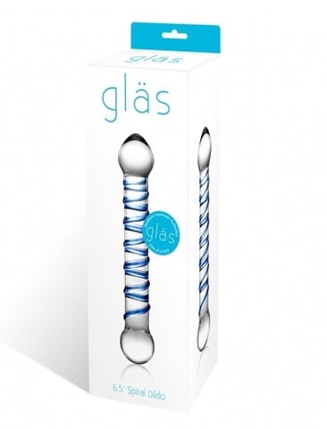 Glas 6.5 Inch Spiral Dildo with Blue Swirls > Glass > Dildos