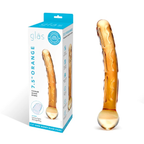 Glas 7.5 Inch Orange Tickler Textured Glass Dildo with Easy Grip Base > Glass > Dildos