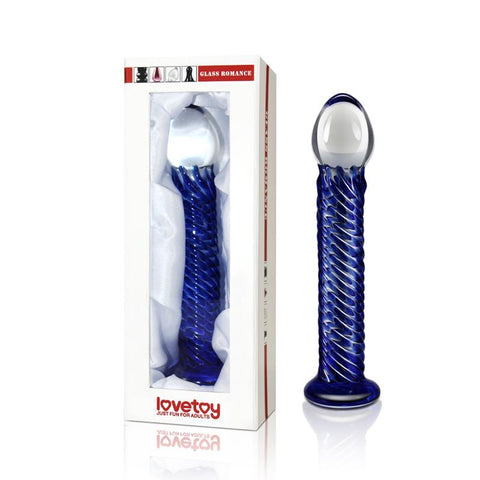 Glass Romance 7 Blue 7.5in Elegant Dildo for Pleasure DONGS Glass