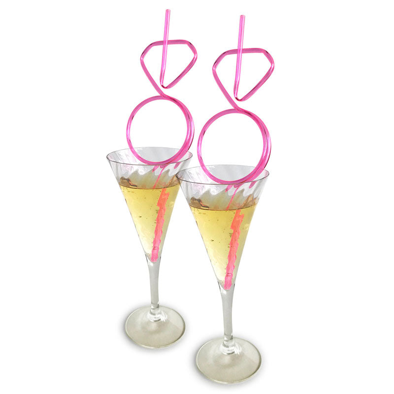 Glitterati Diamond Twisty Straw Set – Set of 8 Pink Diamond Shaped Straws Secondary image