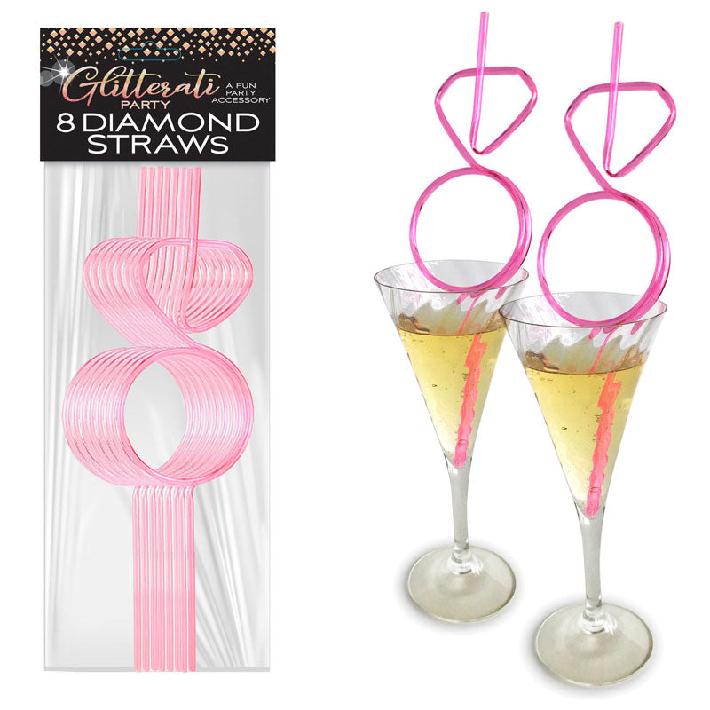 Glitterati Diamond Twisty Straw Set – Set of 8 Pink Diamond Shaped Straws > Novelties > Party Supplies Main image