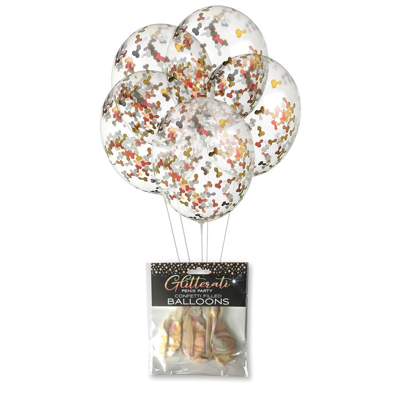 Glitterati Confetti Balloons 5 Pack Metallic Shimmering Party Decorations > Novelties > Party Supplies