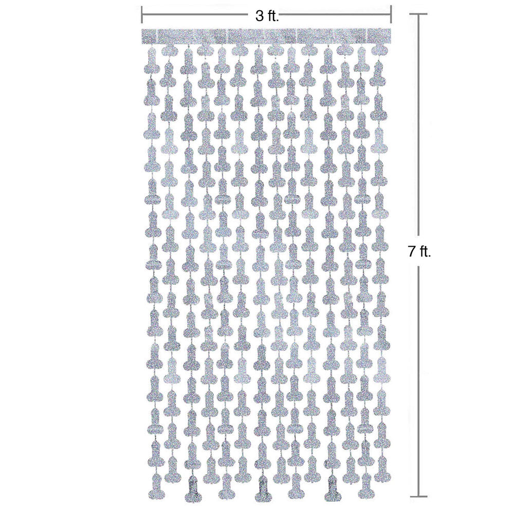 Glitterati Penis Party Disco Metallic Curtains – Silver 0.9 x 2.1 Meters Party Backdrop > Novelties > Party Supplies