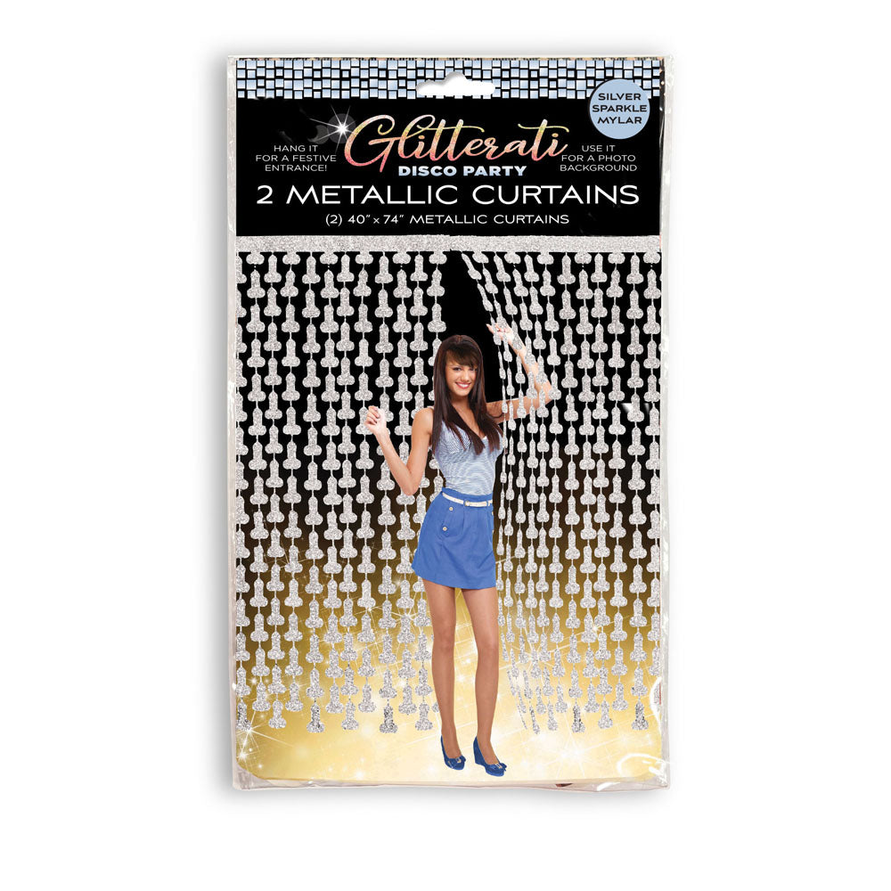 Glitterati Penis Party Disco Metallic Curtains – Silver 0.9 x 2.1 Meters Party Backdrop > Novelties > Party Supplies