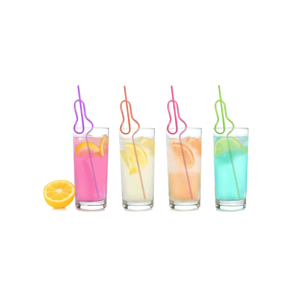 Glitterati Penis Silly Straws Set of 8 Reusable Colorful Party Straws Party Supplies