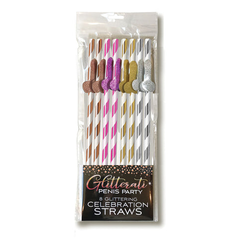 Glitterati Penis Tall Straws Party Straws 8 Pack > Novelties > Party Supplies