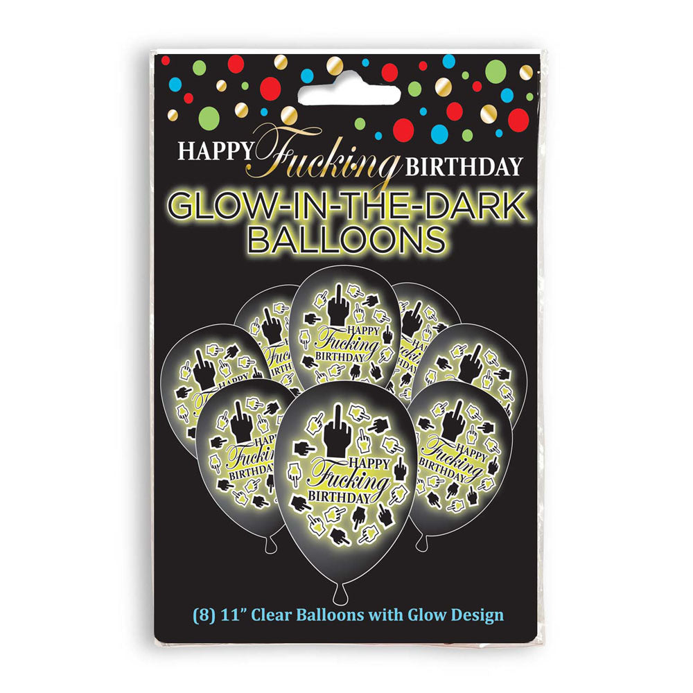 Glow In The Dark Happy Birthday Balloons 28 cm – Illuminated Party Balloons > Novelties > Party Supplies Main image