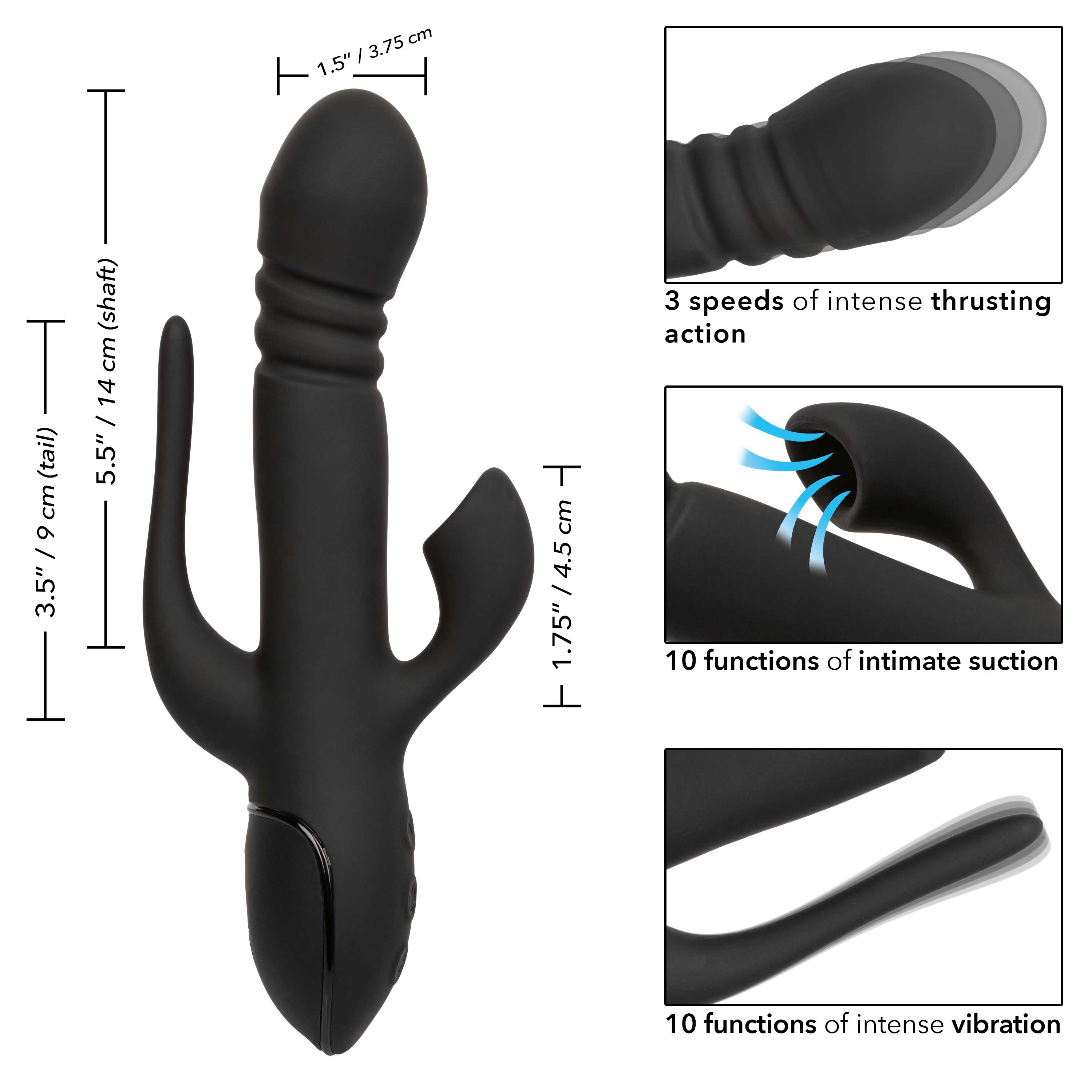III Triple Euphoria - Triple Action Massager with Thrusting Shaft > Vibrators > Ladies > Rabbit Multi