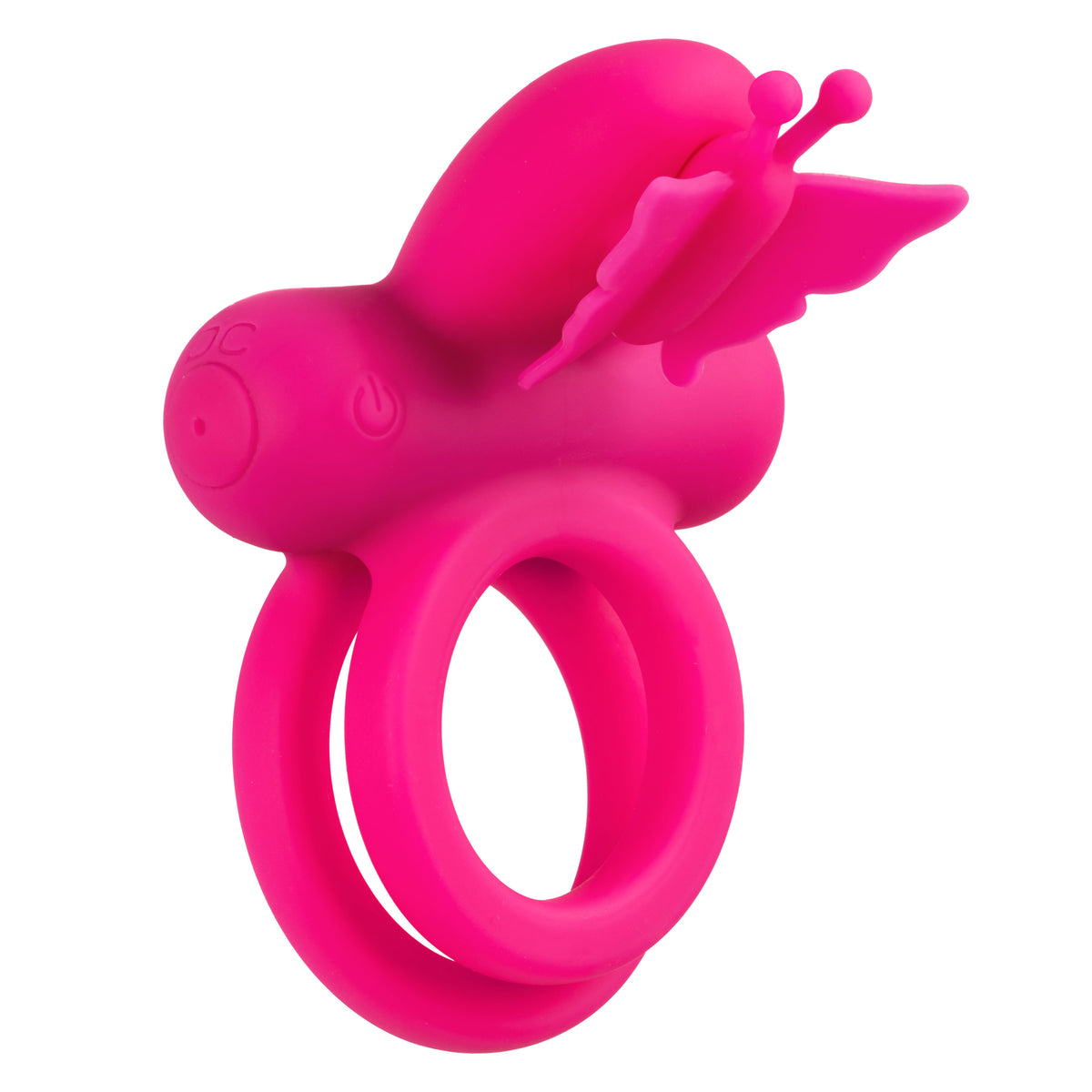 CalExotics Silicone Pink Butterfly Dual Ring with 12 Vibration Functions and Waterproof Design > Cock Ring > Vibrating