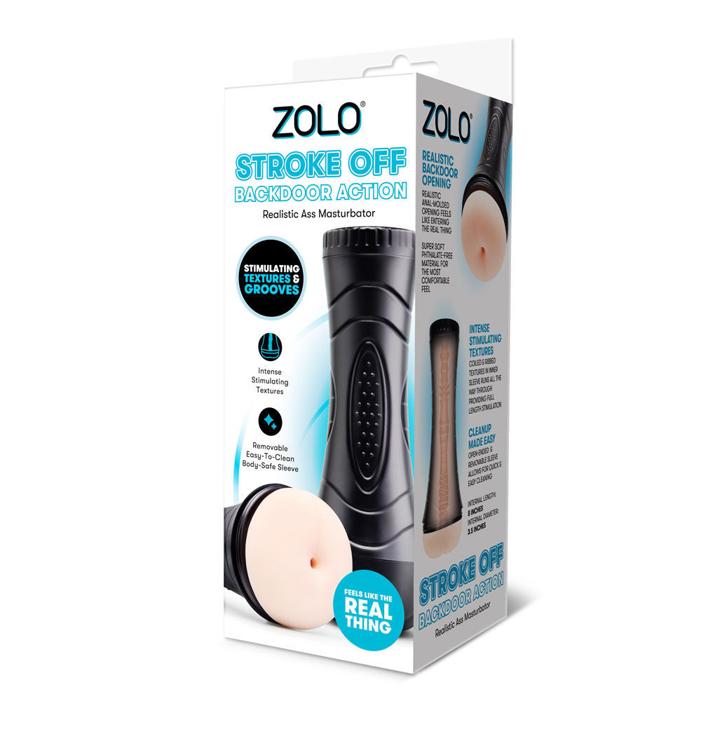 Zolo Backdoor Action – Textured Lifelike Stroker Sleeve Beige > Sex Toys For Men > Masturbators > Manual Main image