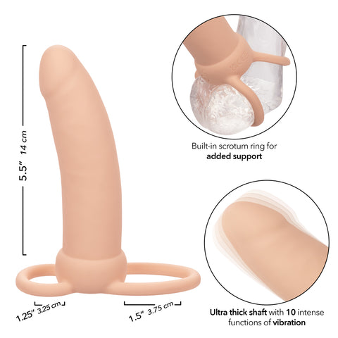 Performance Maxx Thick Dual Penetrator 5 Inch Ivory Liquid Silicone Waterproof Dual Vibrator with Scrotum Ring Rechargeable > Vibrators > Realistic Vibrators