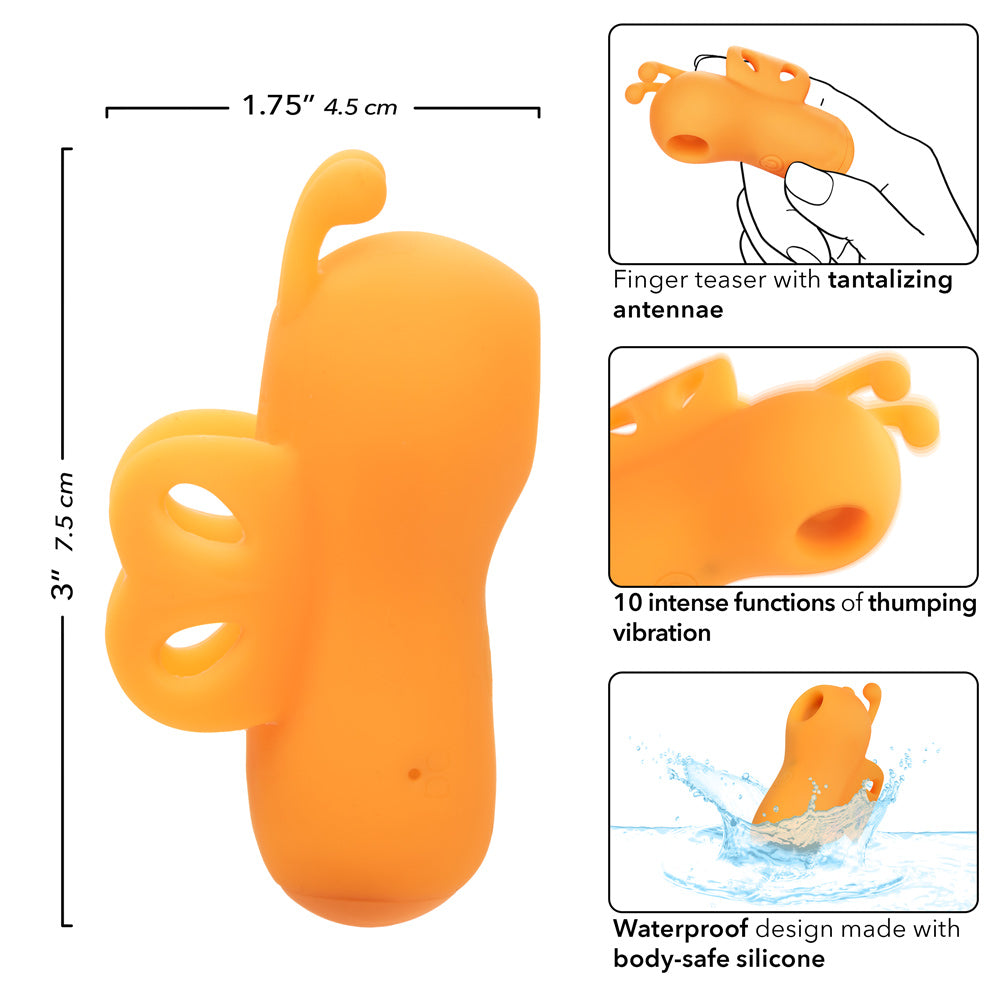 Neon Vibes The Buzzing Vibe Orange Silicone Finger Teaser with 10 Vibration Functions and Rechargeable > Vibrators > Finger Vibrators