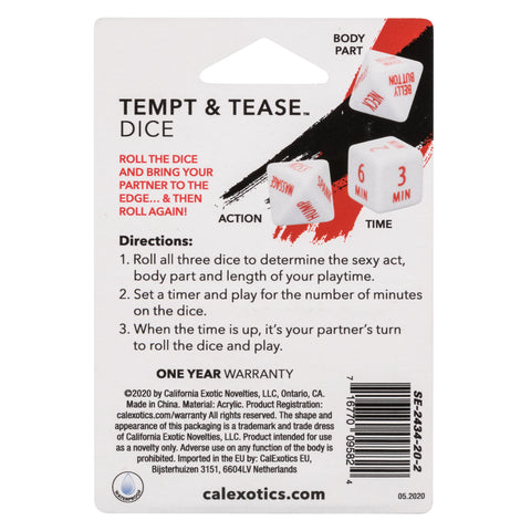 Tempt and Tease Dice Game for Couples Games