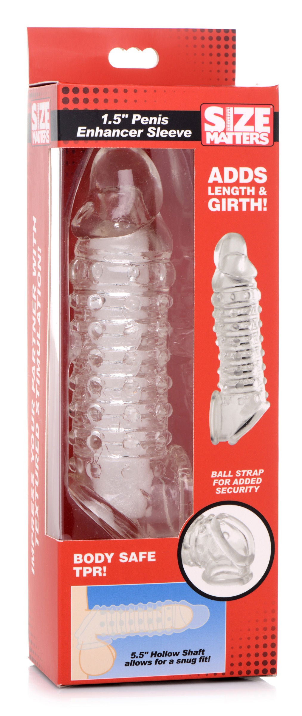 Size Matters Penis Enhancer Sleeve 1.5 Inch Extension 7 Inches Clear > Sex Toys For Men > Penis Sleeves