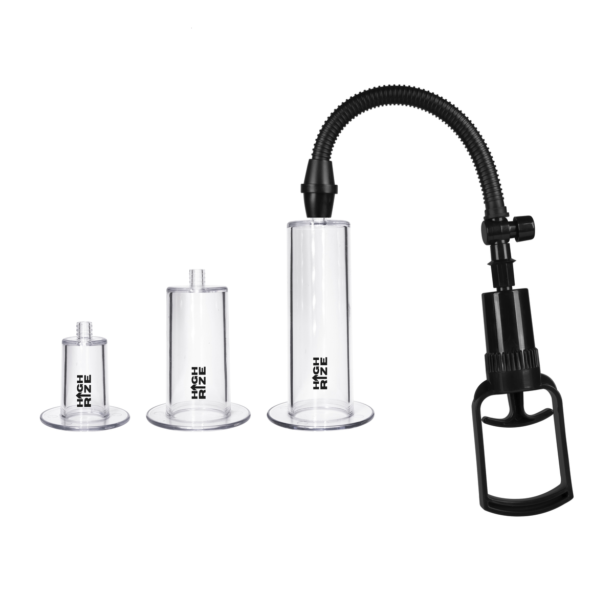 High Rize Transmasc Pump with 3 Clear Cylinder Sizes and Black Trigger Handle > Gender > Trans Toys