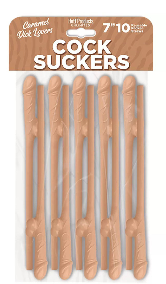 Hott Products Cock Sucker (Chocolate Brown) – 7 Inch Reusable Novelty Drink Straws Set of 10 > Novelties > Party Supplies