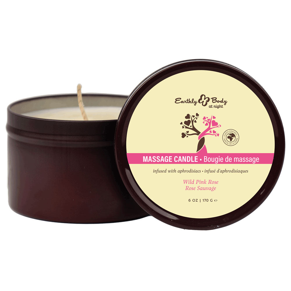 EB Aphrodisiac Massage Candle - Wild Pink Rose - Wild Pink Rose Scented Massage Candle - 170 g Default Title > Candles > Massage Main image