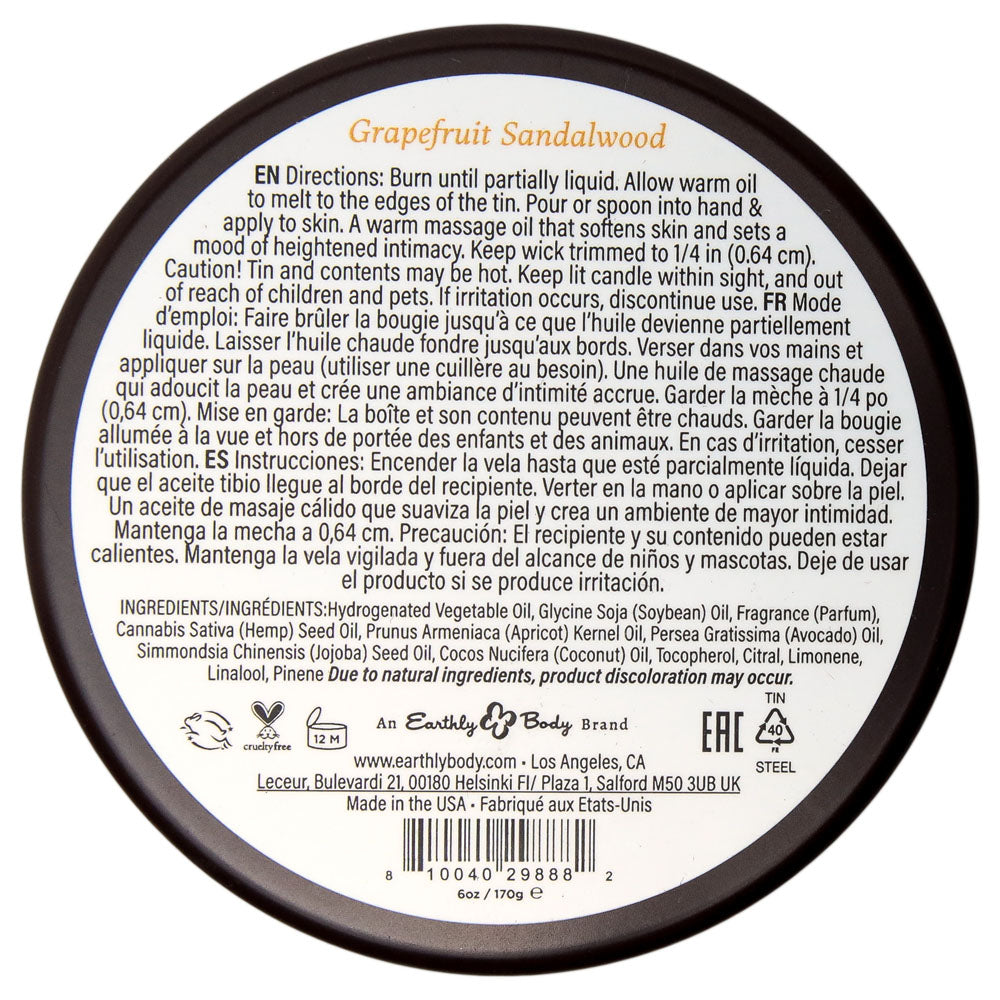 EB Aphrodisiac Massage Candle - Grapefruit Sandalwood - Grapefruit Sandalwood Scented Massage Candle - 170 g Secondary image