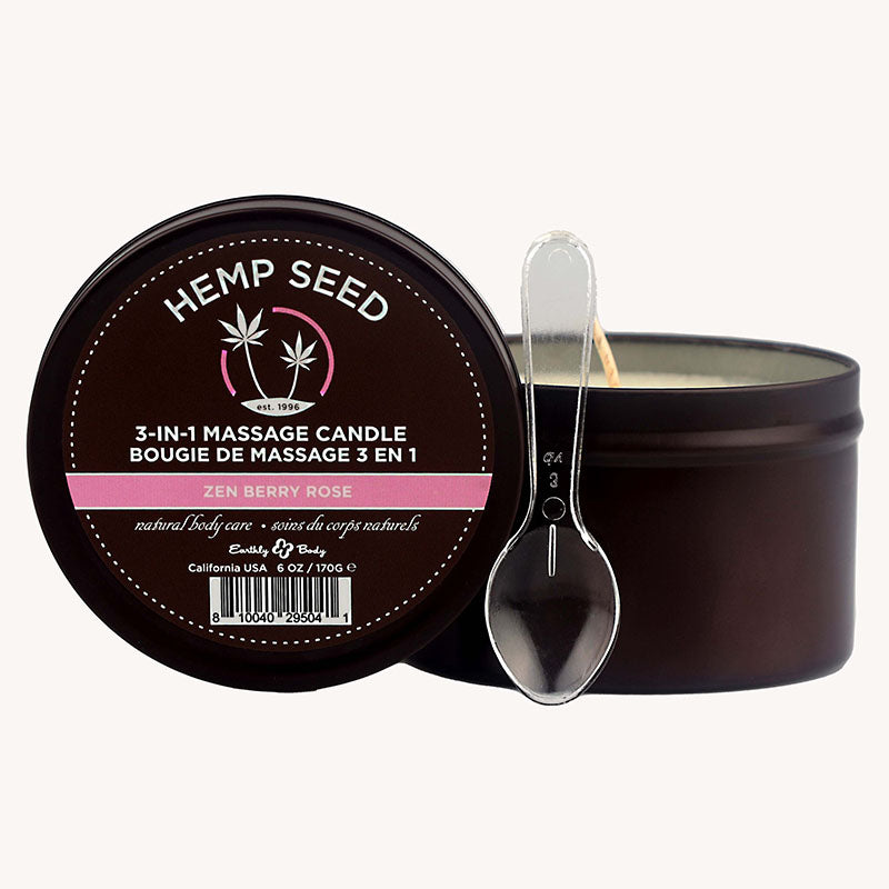 Hemp Seed 3-In-1 Massage Candle 170g - Zen Berry Rose Aromatherapy Secondary image