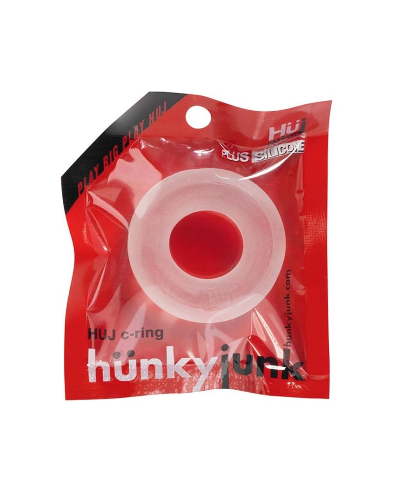 Hunky Junk HUJ Single C-Ring – Stretchable Silicone C-Ring Clear > Cock Ring > Single