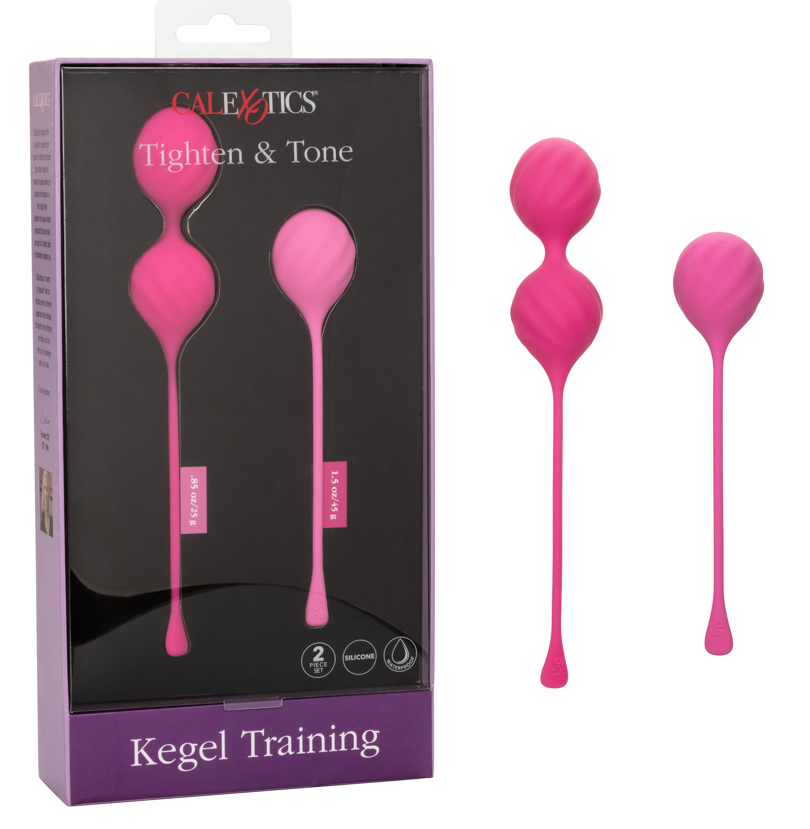 Cal Exotics Kegel Training 2-Piece Set Pink Silicone Weights 25g and 45g for Pelvic Floor Strengthening > Sex Toys For Ladies > Kegel Exercise