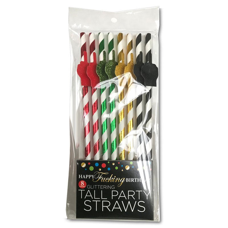 Happy Birthday Tall Party Straws - 8 Pack Fun Adult Party Straws > Novelties > Party Supplies