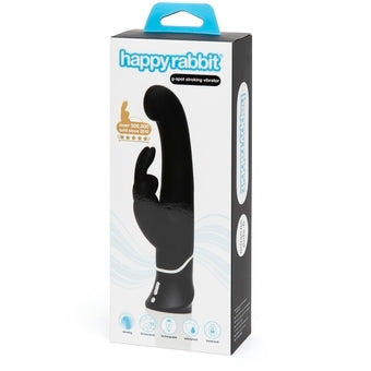 Happy Rabbit G-Spot Stroker Rabbit Vibrator Black USB Rechargeable Waterproof with Dual Motors and 15 Functions VIBRATORS-RABBIT-MULTI