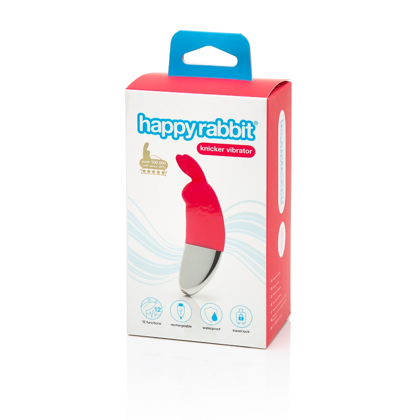 Happy Rabbit Knicker Vibrator Red Rechargeable Waterproof with 12 Vibration Modes and Travel Lock VIBRATORS-RABBIT-MULTI