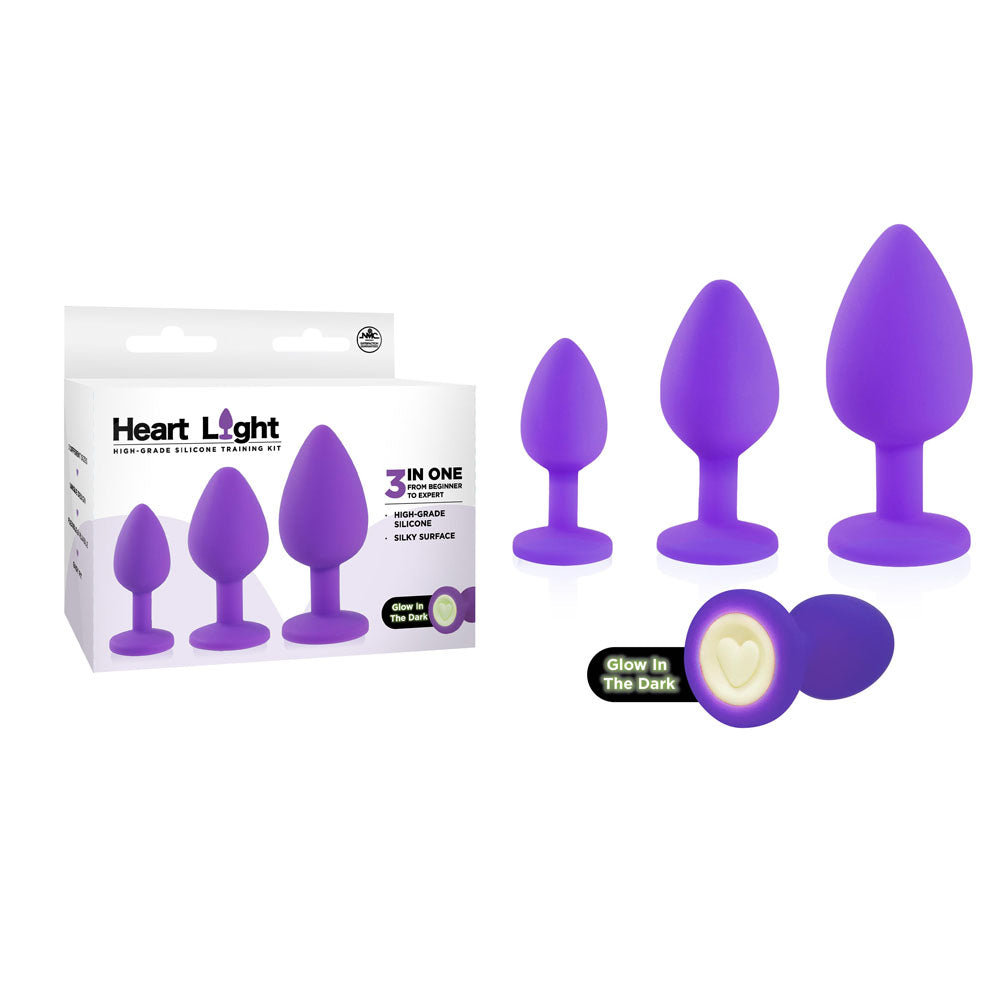 Heart Light Glow in the Dark (Pink) – Silicone Butt Plug 3 Inch > Anal Range > Butt Plug Kits Main image